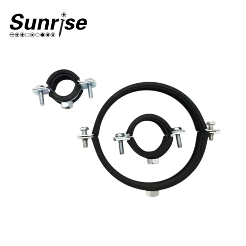 EPDM Rubber Lined Heavy Duty Pipe Clamp M8-M10 Ring Clamp for Support System 4 EPDM Rubber Lined Heavy Duty Pipe Clamp M8-M10 Ring Clamp for Support System 4